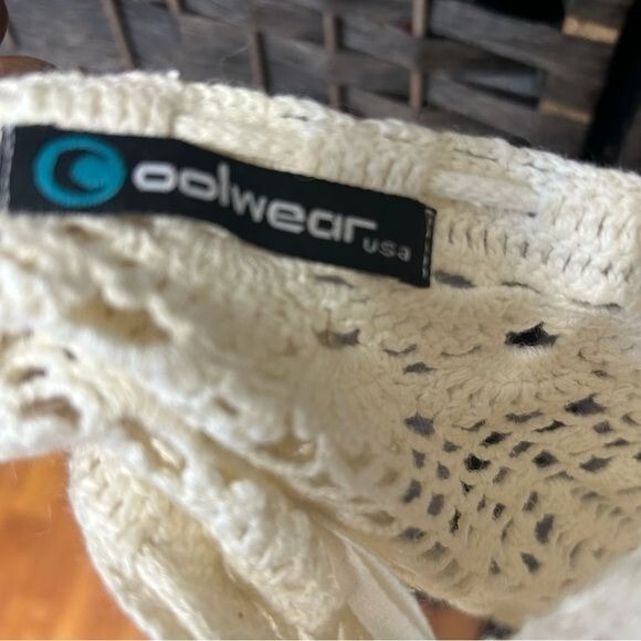 Y2K vintage Coolwear crochet & beaded halter sweater small medium in white - Picture 3 of 12